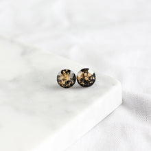Load image into Gallery viewer, Black &amp; Gold Flake Earrings
