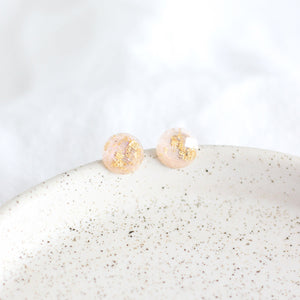 Pink & Gold Flake Earrings