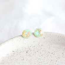 Load image into Gallery viewer, Mint &amp; Gold Flake Earrings
