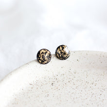 Load image into Gallery viewer, Black &amp; Gold Flake Earrings
