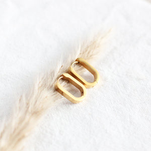 Oval Huggie Hoop Earrings - Gold