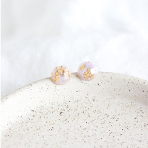 Lavender & Gold Flake Earrings