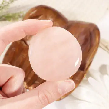 Rose Quartz Crystal Palm Stone