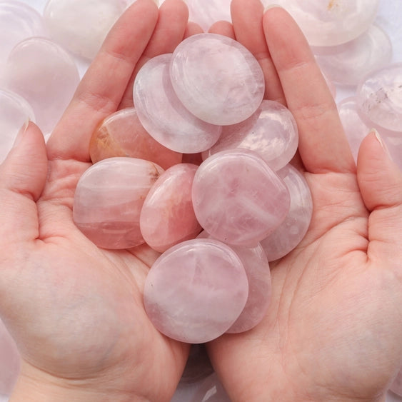 Rose Quartz Crystal Palm Stone
