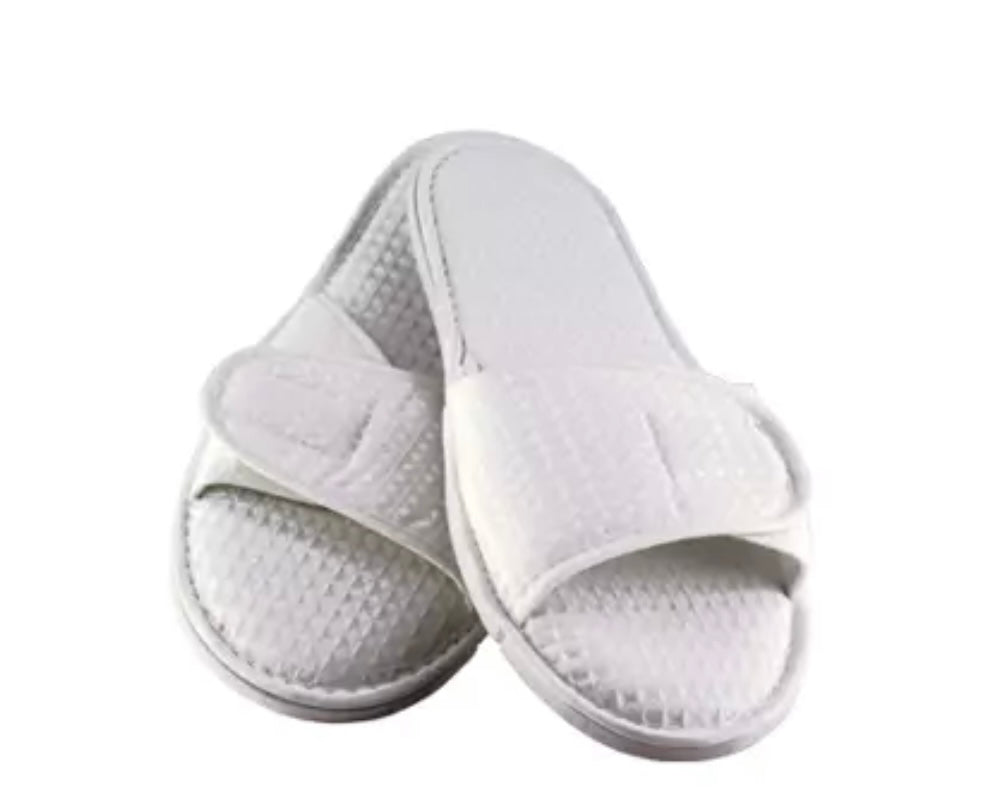 White Waffle Weave Slippers